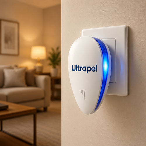 Ultrapel ultrasonic pest repeller plugged into a wall outlet